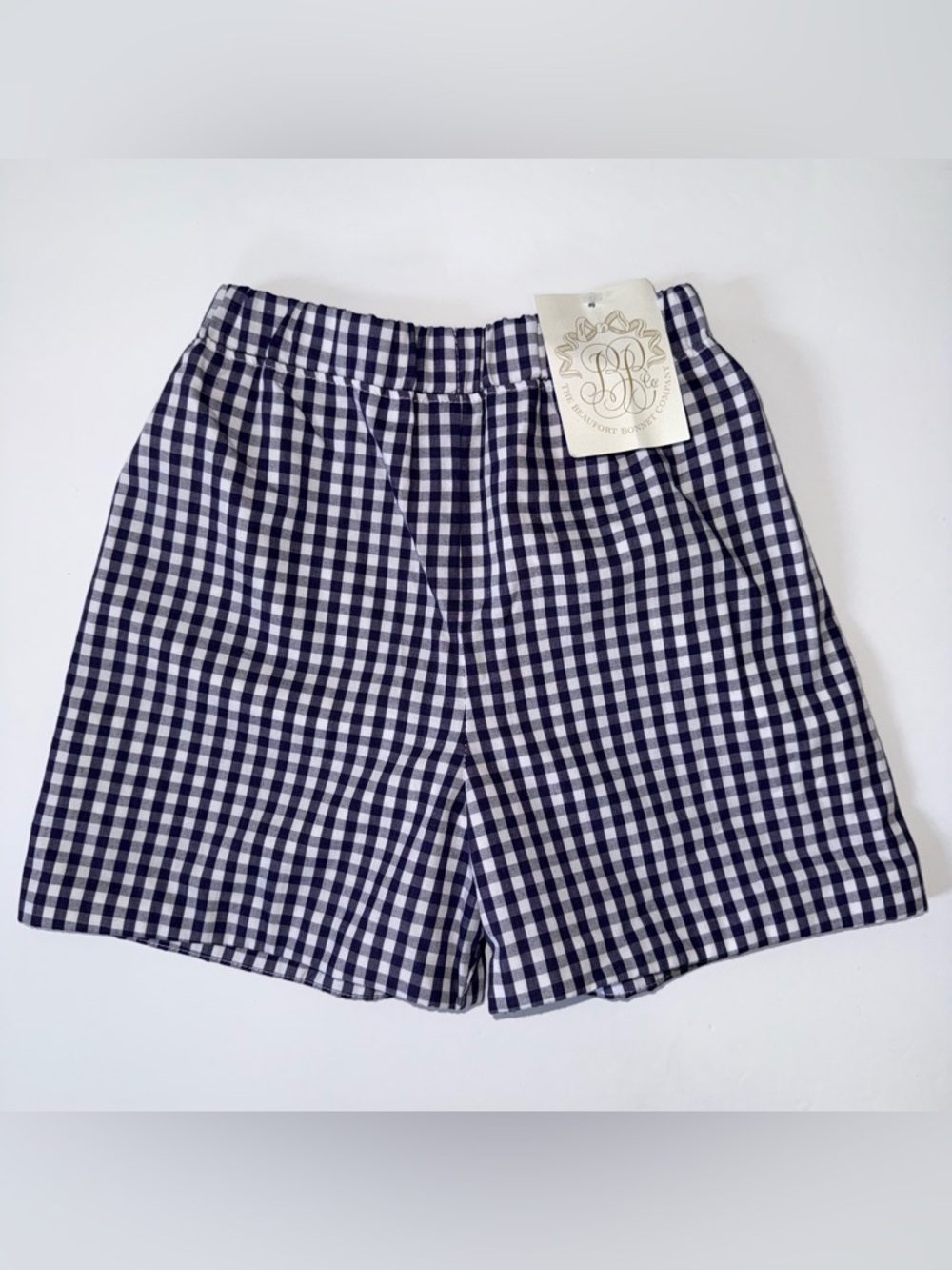NWT Beaufort Bonnet Boys Shelton Shorts Size 6 Navy Gingham Pull On Preppy